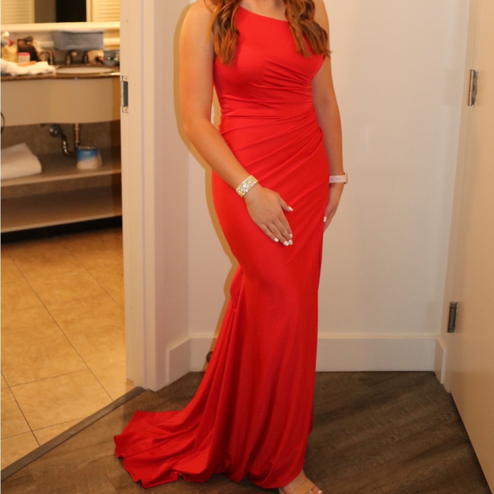 Elegant Red One-Shoulder Dress